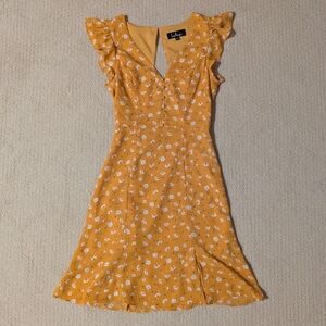Lulu's Yellow Floral Mini Dress